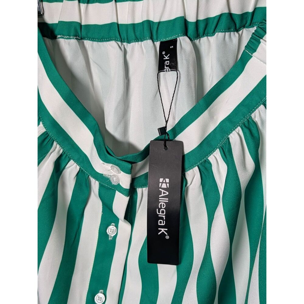 NWT Allegra K Striped Button Front Midi Skirt Small Cottagecore Preppy Classic - Picture 5 of 6